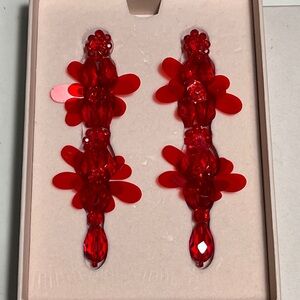 Elegant Red Floral Drop Earrings